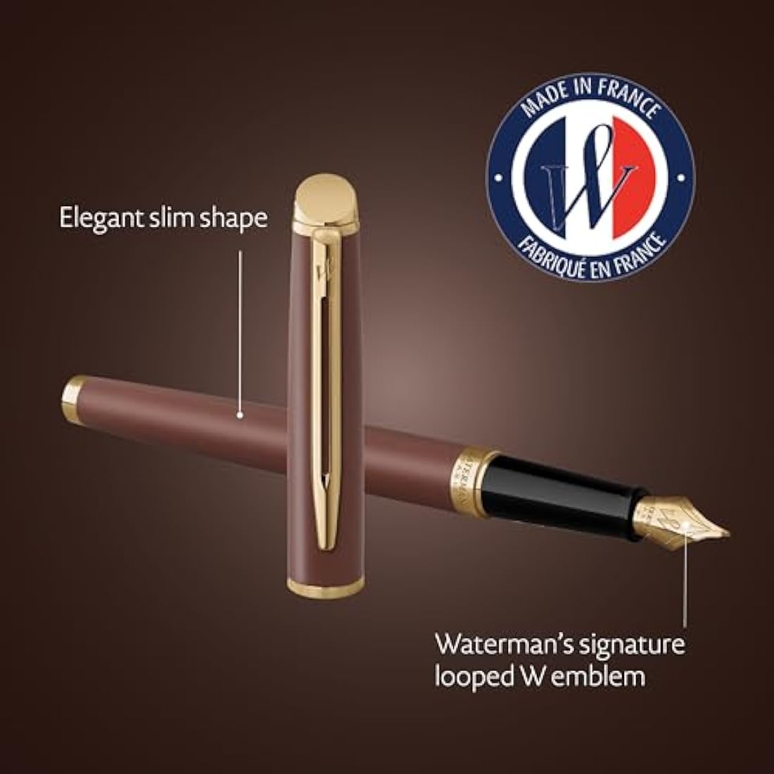 Waterman Hémisphère Fountain Pen | Copper Red (The Understated Edit Collection) | Medium Nib with Blue Ink | Gift Box