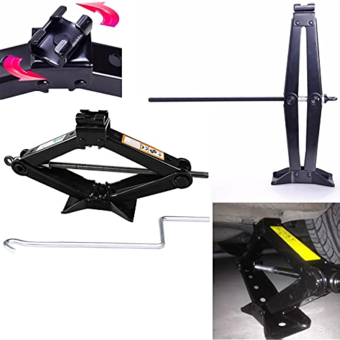 Scissor Jack 2T with Crank Handle, Caravan Jack Automobile Car Scissor Lift Jack, 2 Ton Steel Car Jack Emergency Car Tyre Repair Changing Tool for Van Ford/Mercedes-Benz/Peugeot/Renault/Citroen