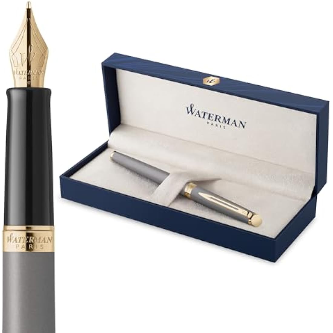 Waterman Hémisphère Fountain Pen | Stone Grey (The Understated Edit Collection) | Medium Nib with Blue Ink | Gift Box