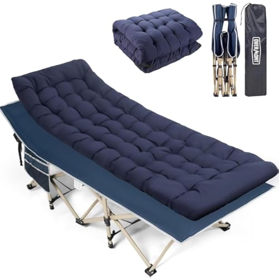OVERMONT Oversized Folding Camping Bed for Adults,75 * 28" Extra Wide,2400D Oxford fabric,550lbs Load Capacity,Heavy Duty Sleeping Beds with Carry Bag, Portable Travel Camp Beds