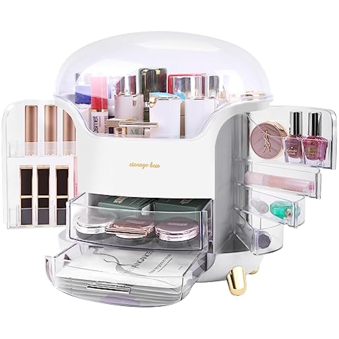 LZDMY Makeup Storage Organiser with Clear Lid, Skincare Organiser Drawers Beauty Holder Cosmetic Organisers for Bathroom, DressingTable Organisers Dustproof Waterproof
