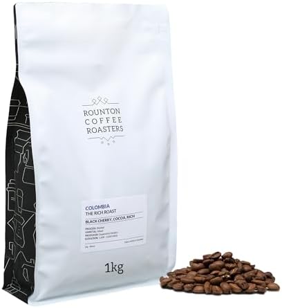 Rounton Coffee Roasters | Colombian Rich Roast 1kg | Strong Dark Roast Whole Beans | Roasted in Yorkshire | 100% Arabica | Speciality Coffee Bags | Columbian Coffee