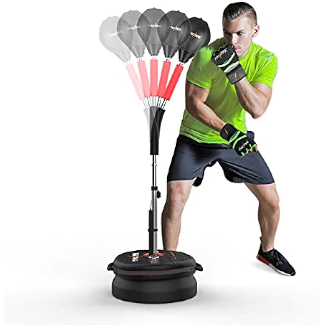 MaxxMMA Advanced Adjustable Speed Punching Bag with Stand, Cobra Reflex Training Bag, Height Adjustable, Including 2 Balls, Speed Control Rod, Boxing Gloves