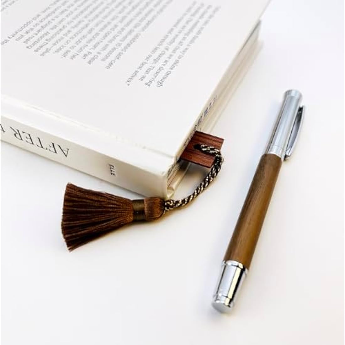 LACHIEVA LUX Fancy Walnut Rollerball Pen with Ruler/Book mark Set, Luxury Stationery Gift for Woman, Man