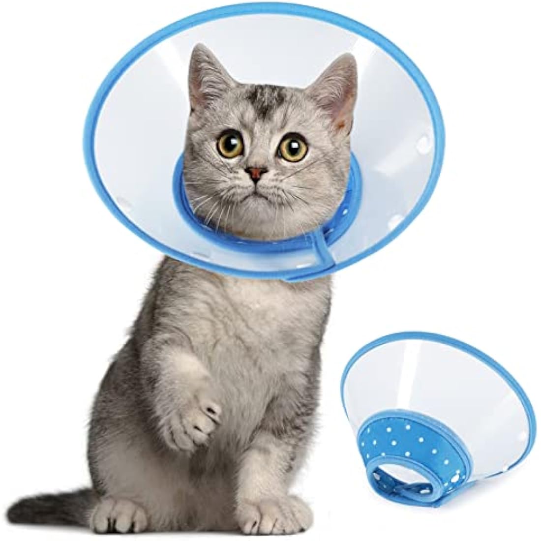 Vivifying Pet Cone, Adjustable Cat Cone, 5.7-8 Inches Lightweight Elizabethan Collar for Puppies, Small Dogs and Cats (Blue)