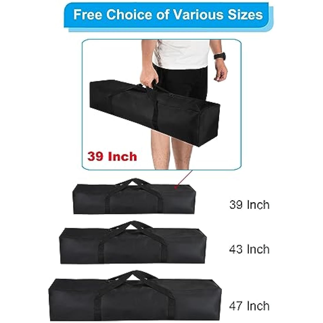 PATIKIL 39 Inch Camp Chair Replacement Bag 2 Pack - Nylon Folding Chair Carry Bags With Zippered Shoulder Strap for Beach, Camping, Travel - Black