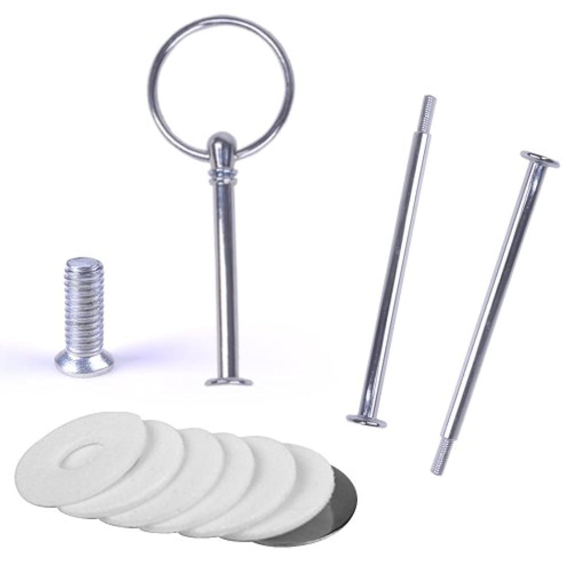 Rayinblue 16 Sets 3 Tier Cake Plate Stand Handle Fittings Silver for Tea Shop Room Hotel