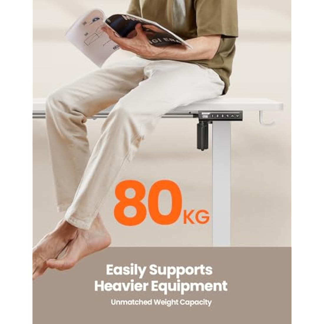 ErGear Electric Standing Desk Height Adjustable 120 x 60cm, Sit Stand Desk with 4 Memory Smart Pannel, Home Office Desk with Splice Board