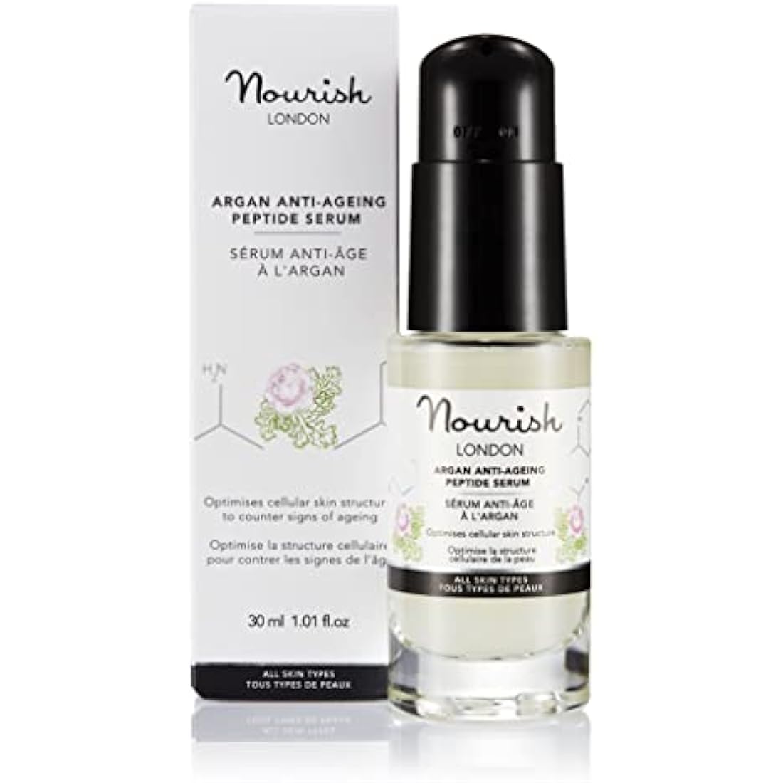 Nourish Argan & Kale Anti-Ageing Peptide Serum 30 ml | Anti-Ageing Face Serum | Contains Peptides & Hyaluronic Acid | Collagen Boosting | 100% Vegan | Cruelty-Free