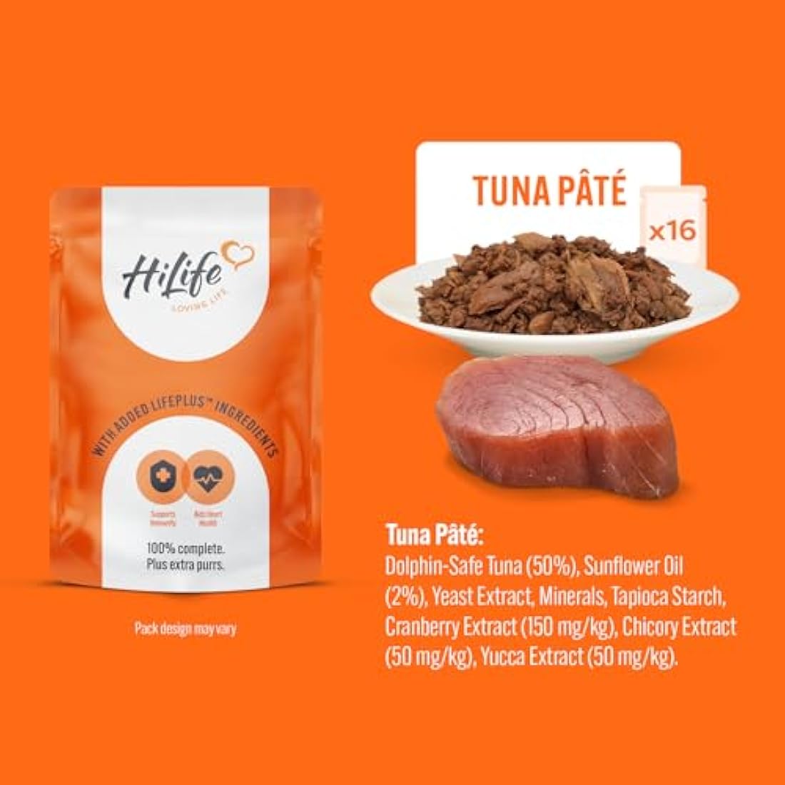 HiLife Kitten Wet Cat Food, Mixed Chicken & Tuna Pate Recipes, Complete Cat Food Pouches for Kittens 1 - 12 Months, 100% Natural & Grain Free (32 x 70g Pouches)