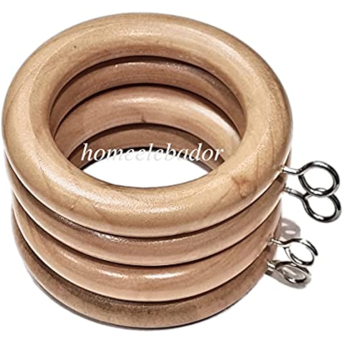 Wooden Curtain Rings 38mm with Screw Eye Natural Wood Drapery Curtain Rings Rod Hanging Sliding Eyelet for 35mm Poles Pack of 18.
