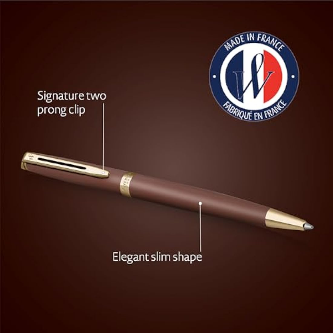 Waterman Hémisphère Ballpoint Pen | Copper Red (The Understated Edit Collection) | Medium Point with Blue Ink | Gift Box