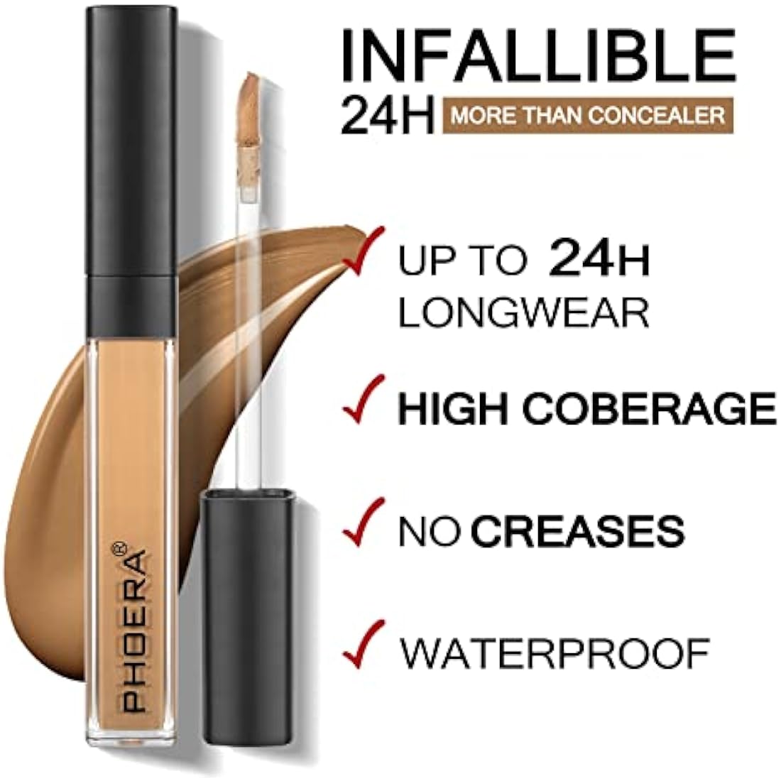 Concealer Long-lasting,Concealer Full Coverage,Eye Concealer Easy to Blend,Vegan&Cruelty-Free (101#LIGHT)