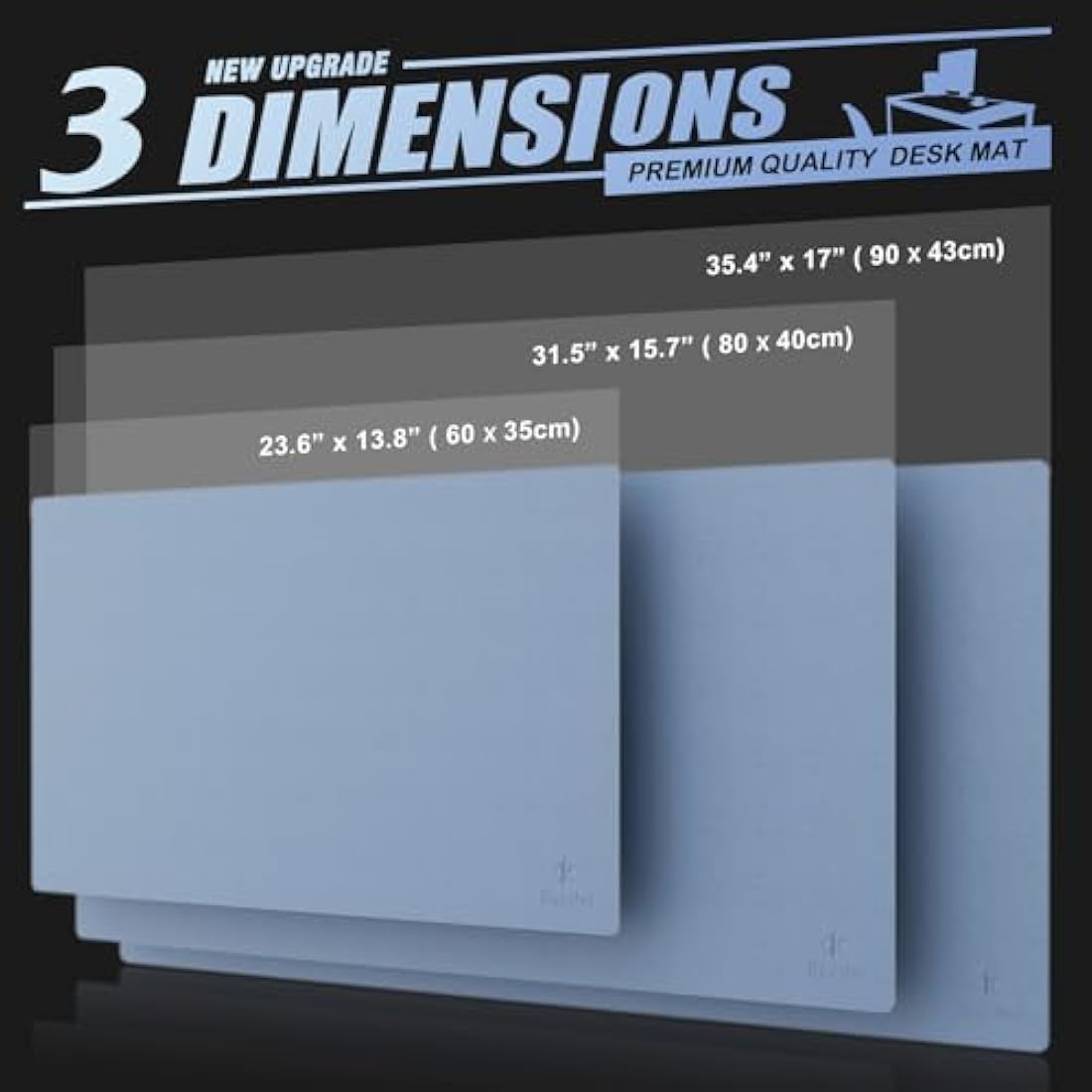 K KNODEL Small Office Leather Desk Mat, Mouse and Keyboard Pad, Computer and Laptop Mat, Desktop Protector and Cover, Writing Pad and Blotter (60x35cm, Lake Blue)