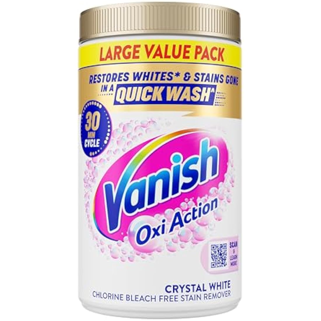 Vanish Fabric Stain Remover, Gold Oxi Action Powder Crystal Whites, 1.41 kg
