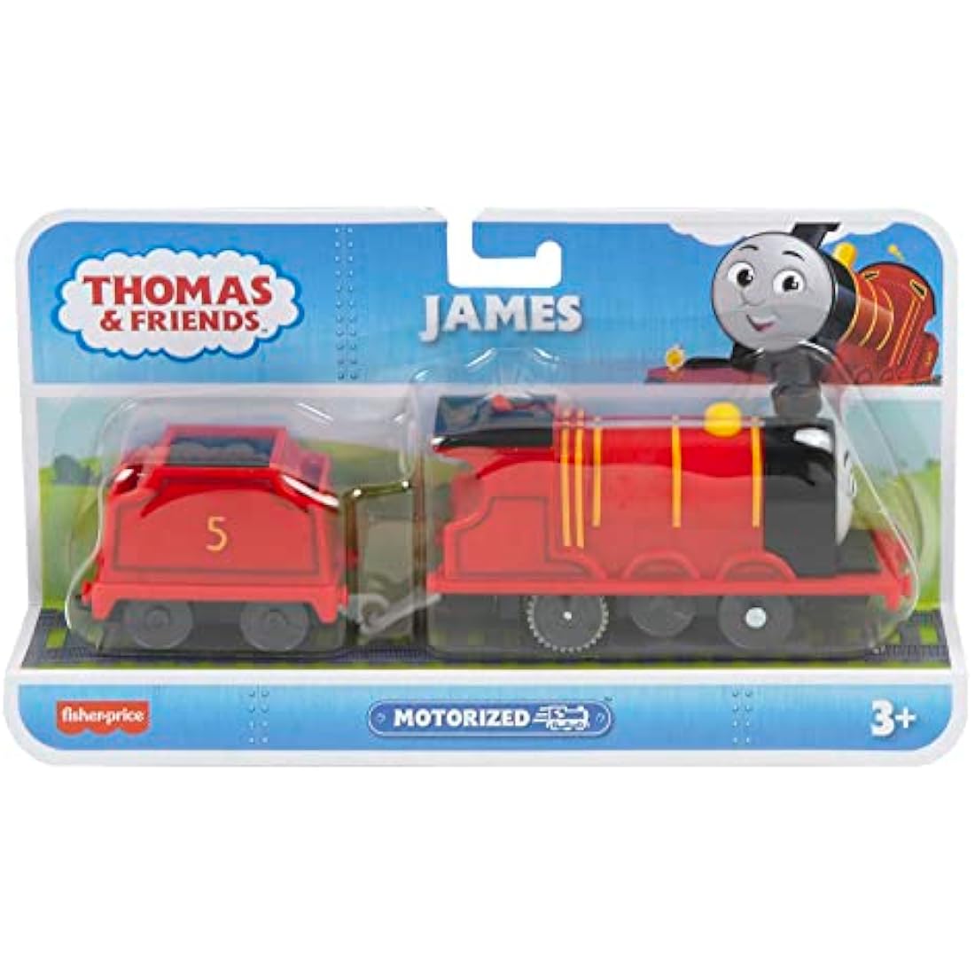 Thomas & Friends Motorized Toy Train James Battery-Powered Engine with Tender for Pretend Play Preschool Kids Ages 3+ Years, HDY70