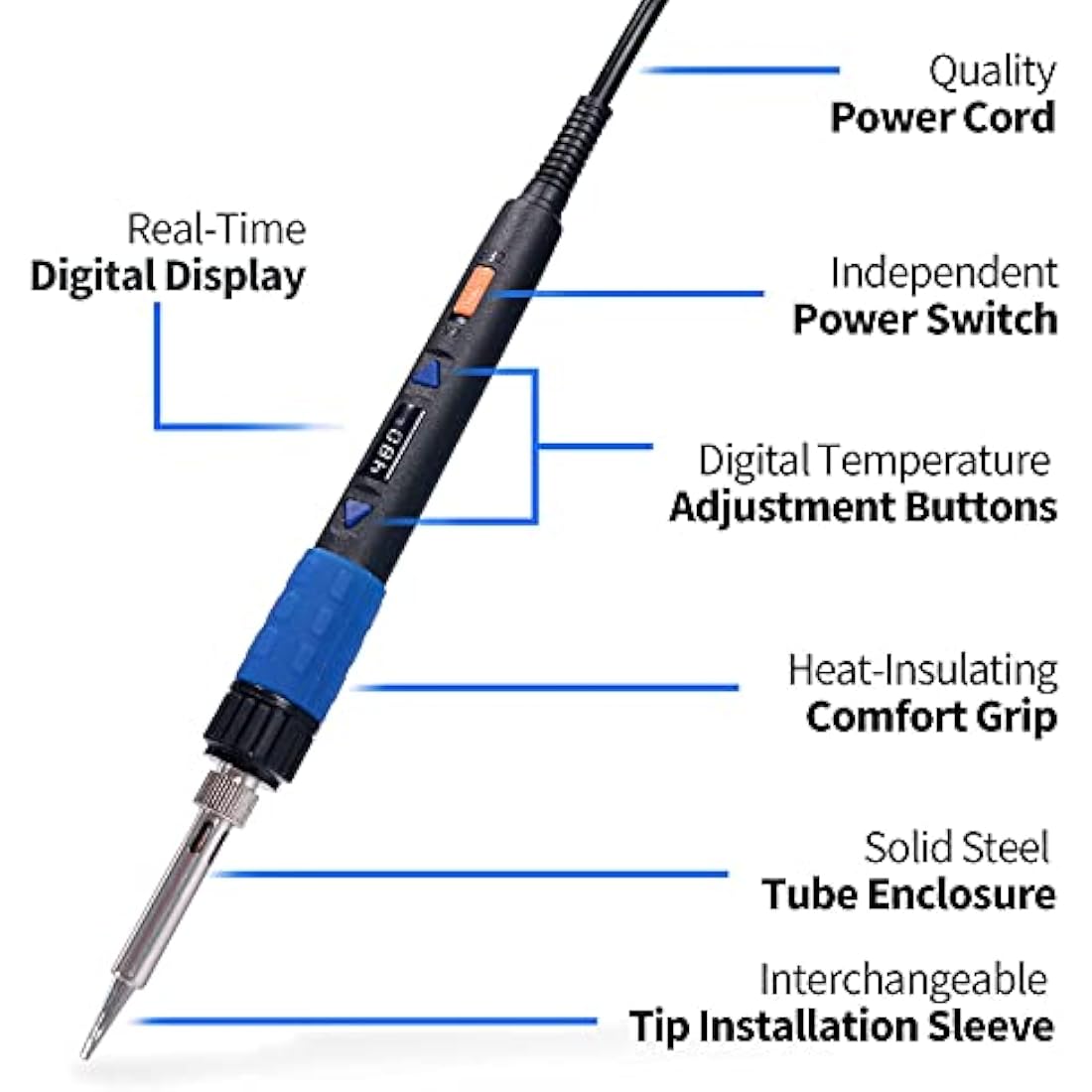 YIHUA 928D-III Portable Digital Soldering Iron Kit with Temperature Stabilization Function and LED Display for Soldering & Desoldering(UK Plug)