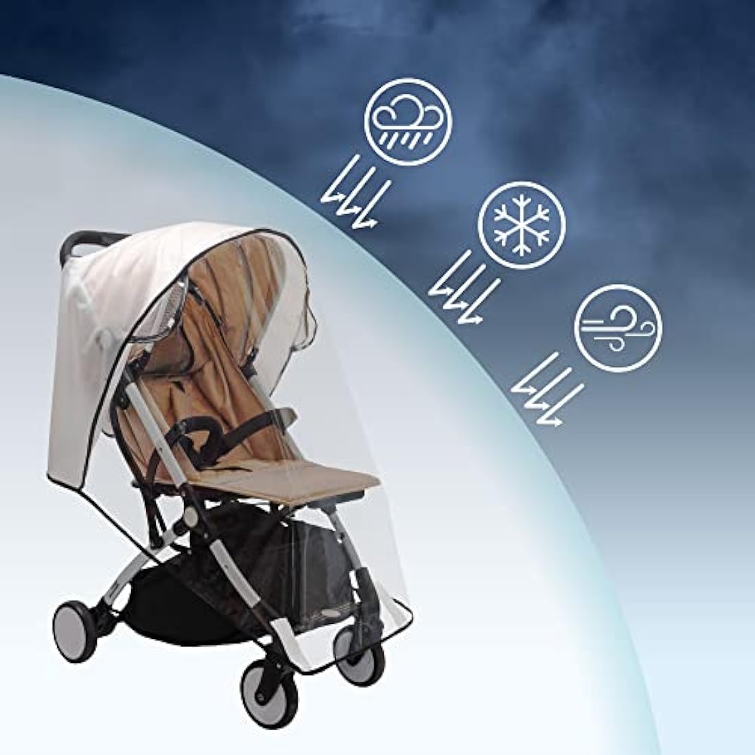 Bemece Universal Rain Cover for Pushchair Stroller Buggy Pram, Baby Travel Weather Shield