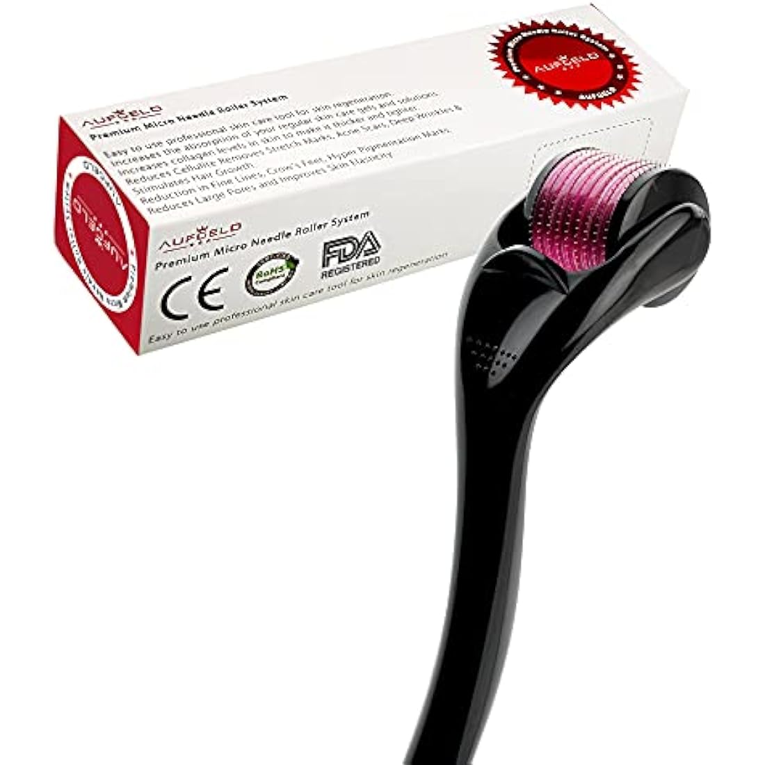 AUFGELD AG540 Titanium Microneedle 540 Needles 3.0mm Derma Roller Skin Care for Face Facial Wrinkles Hair Loss Stretch Marks Hair Regrowth Micro Needles Professional Microneedling Derma Needling Kit