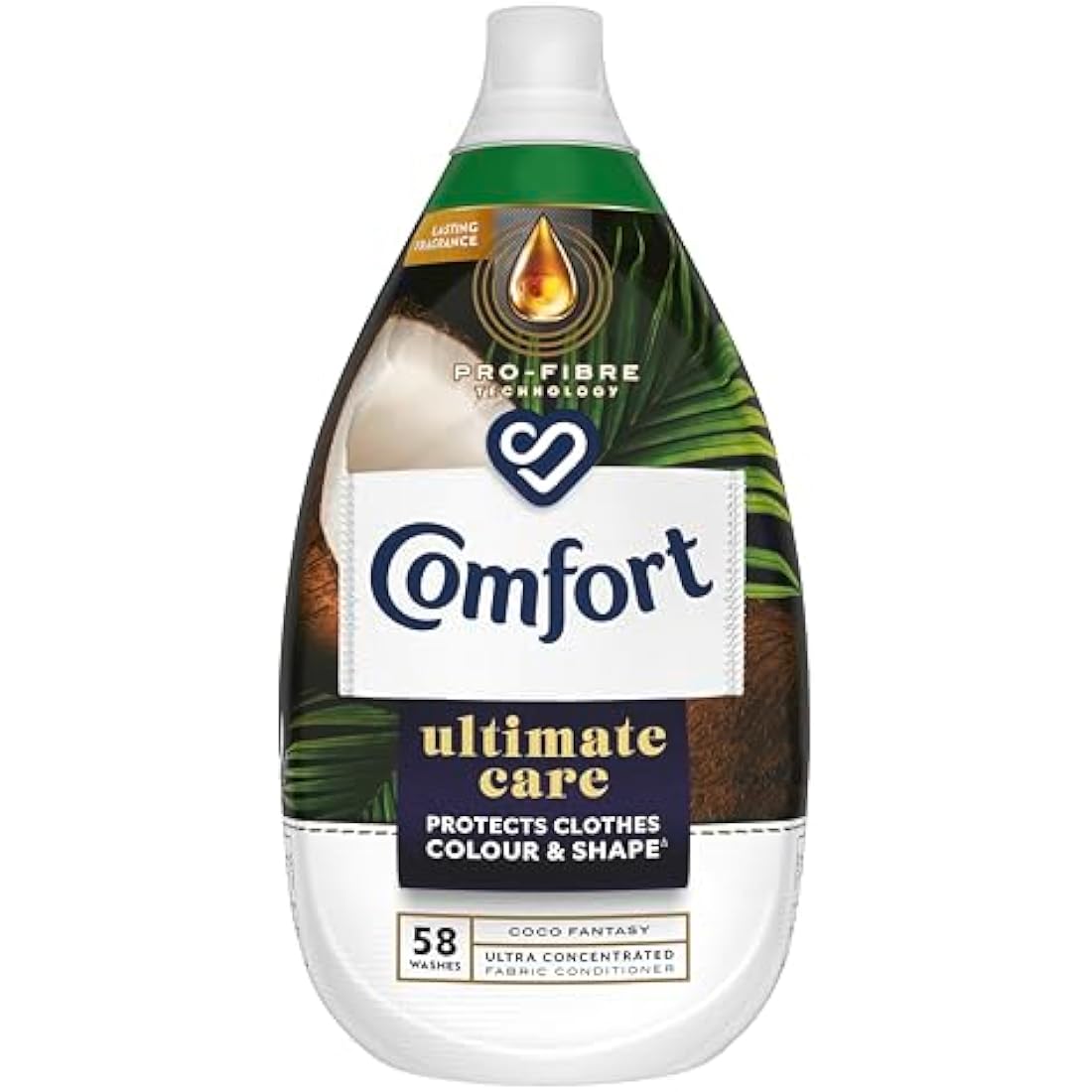 Comfort Ultimate Care Coco Fantasy Ultra-Concentrated Fabric Conditioner bottle made of 100% recycled plastic* for complete clothes protection 6x 870 ml (348 washes)