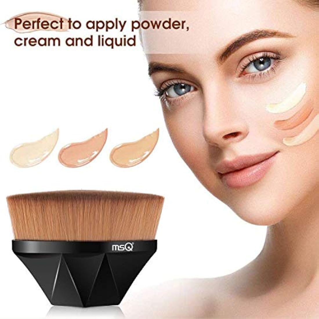MSQ Flawless Foundation Brush Kabuki Make up Brush Prefect for Liquid and Cream Foundation Blush Bronzer with Storage Case Easy to Carry Black