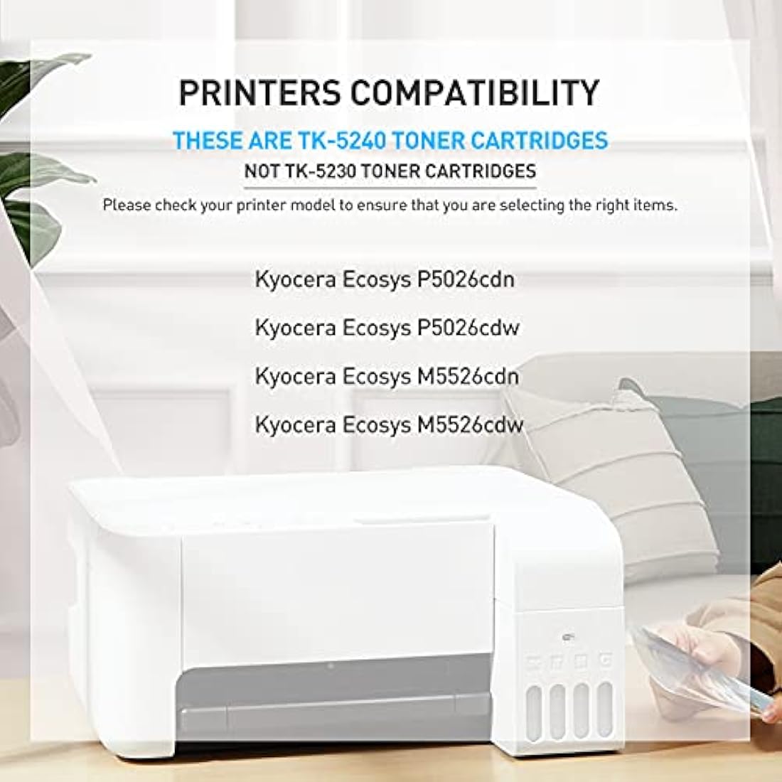 BAISINE Compatible for Kyocera Ecosys M5526cdn Toner, for Kyocera TK-5240 TK5240 Toner for ECOSYS M5526cdn M5526cdw P5026cdn P5026cdw TK-5240K TK-5240C TK-5240M TK-5240Y