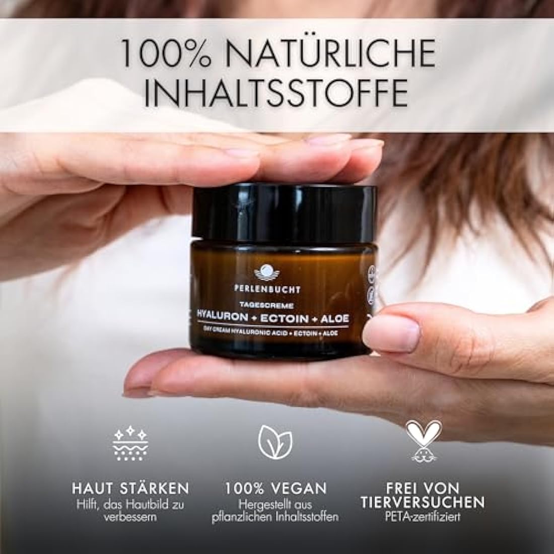 Day Cream Hyaluronic + Ectoin + Aloe | Anti-Ageing Cream Women Beauty Cream Moisturising Face Moisturising for Sensitive Skin | PERLENBUCHT