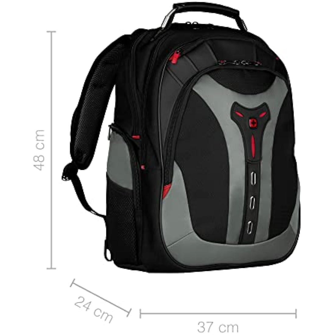 Wenger Pegasus laptop backpack with tablet pocket, notebook up to 17 inches, tablet up to 12 inches, organizer, 25 L, for men and women, office, business travel or uni, grey, 600639