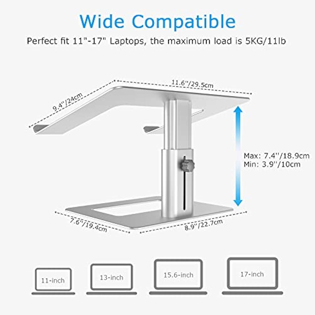 BoYata Laptop Stand, Height Adjustable Ventilated Laptop Holder, Notebook Stand Compatible with 10-17'' MacBook Pro/Air, Dell, HP, Samsung, Acer