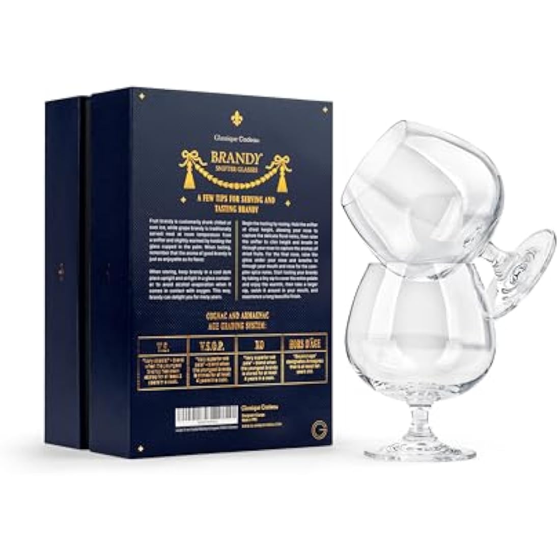 GLASSIQUE CADEAU Large 620 ml Crystal Brandy and Cognac Snifter Glasses | Set of 2 | Short Stem Giant Sniffer Bowls | Drinking and Tasting Glassware for Armagnac