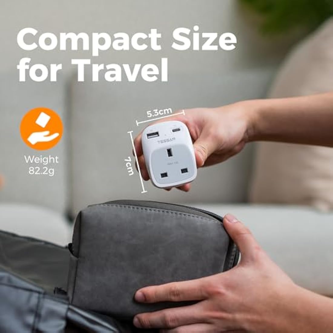 UK to South Africa Plug Adapter 2 Pack, TESSAN 3 in 1 Travel Adapter with 2 USB(1 USB C), South Africa Travel Plug for Namibia, Swaziland (Type M)