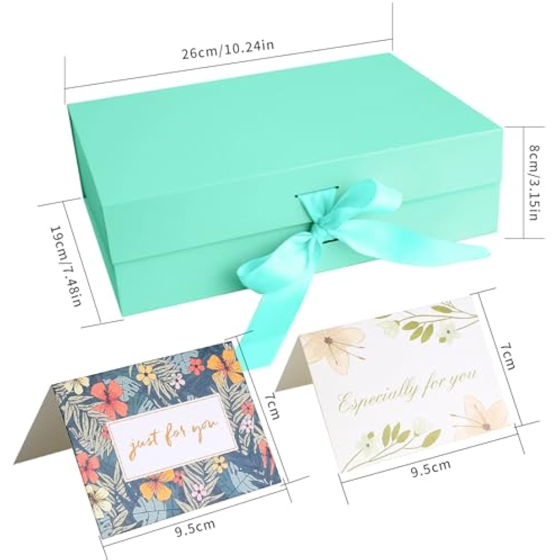 Christmas Green Gift Box with Ribbon,Luxury Premium Magnetic Present Boxes with Lids,Large Rectangle Gift Packaging Decorative Box,Presentation Box for Present Gifts Birthdays,Shredded Paper,Cards