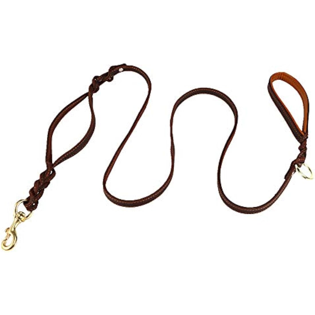 JYHY Leather Dog Leash with Double Handle - 6 ft Long & 5/8" Wide Braided Genuine Leather Dog Leash for Large, Medium & Small Dogs Training & Walking