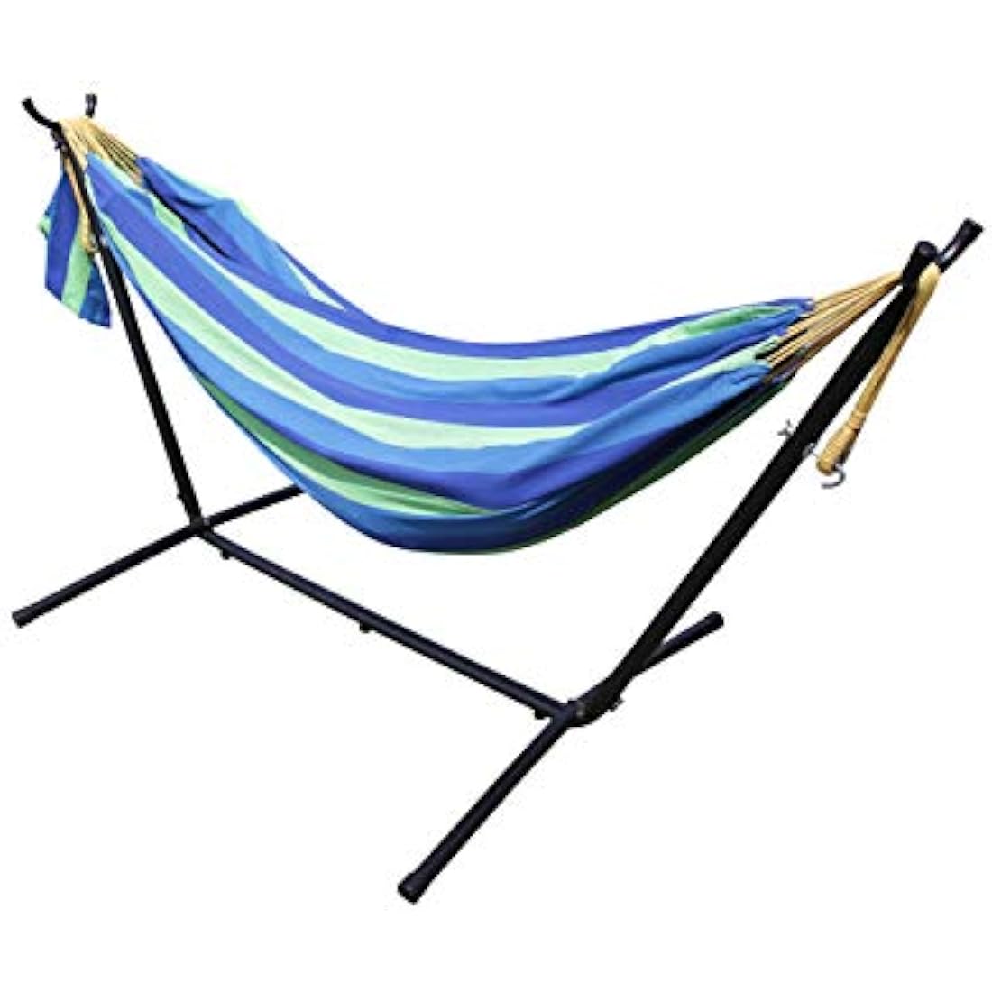 Ross James Garden Furniture, 100% Double Cotton Hammock with heavy Duty Metal Stand with over 200kg Weight Capacity (2020 Model) (Ultra Marine)