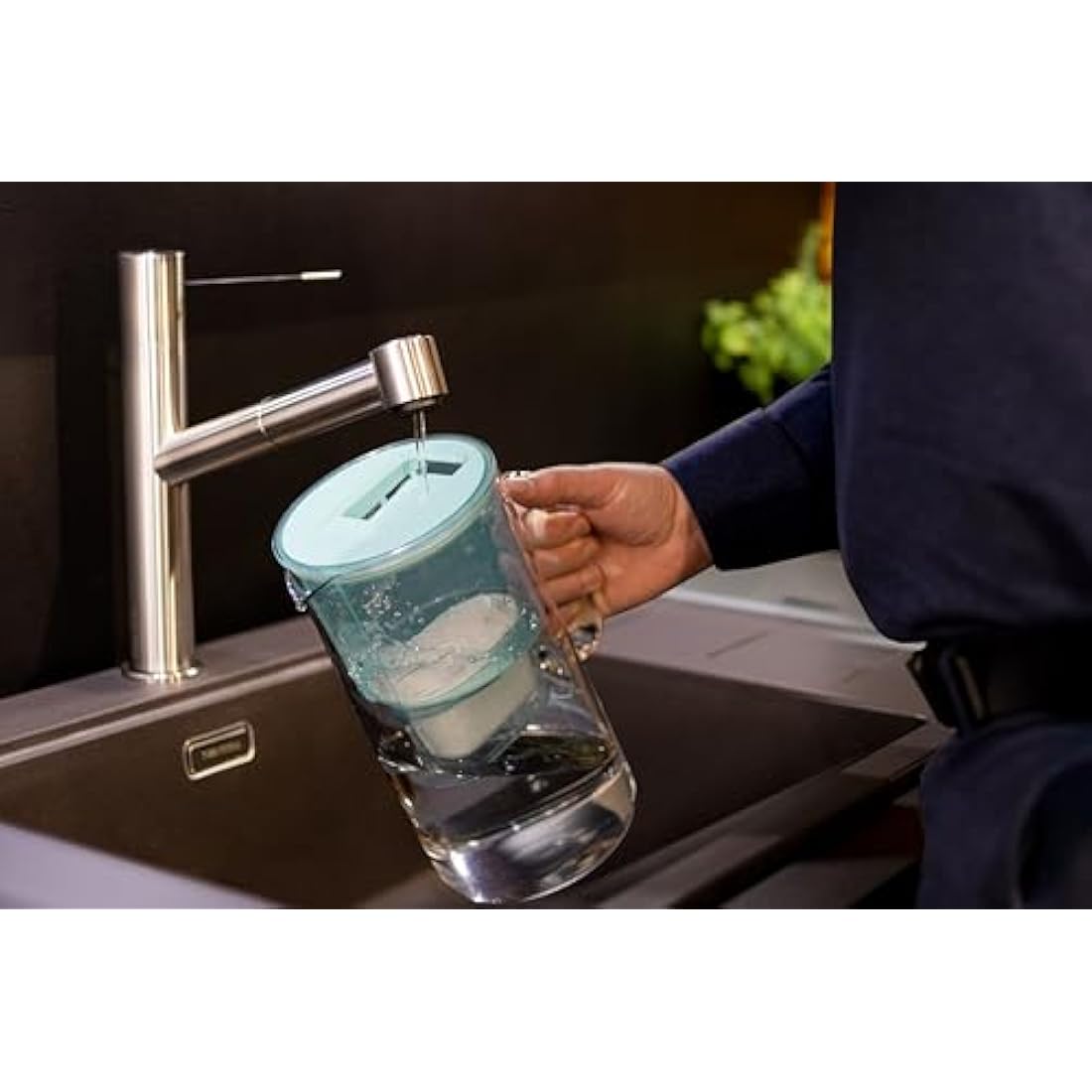 Wessper Glass Water Filter Jug + 1 Water Filter Cartridge | Replacement for Dafi Unimax Aquaphor A5 BRITA Maxtra+ Philips AWP212/10 Filter | 3 Litre | Mint