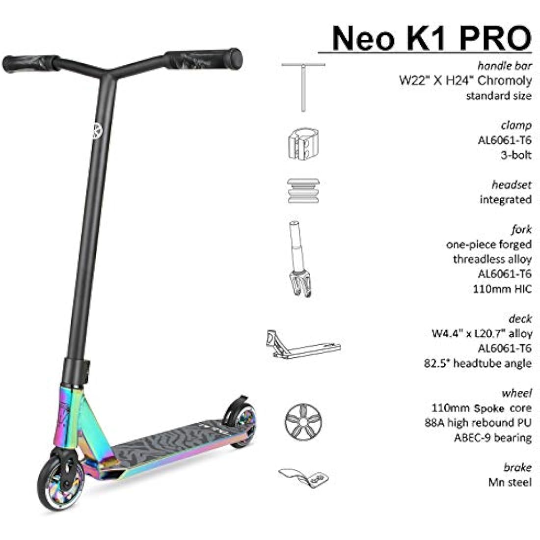 VOKUL BIZT K1 Pro Scooter - Stunt Scooters for Kids 7 Years and Up, Beginner to Intermediate Tricks Freestyle Scooters with 110MM Alloy Wheels