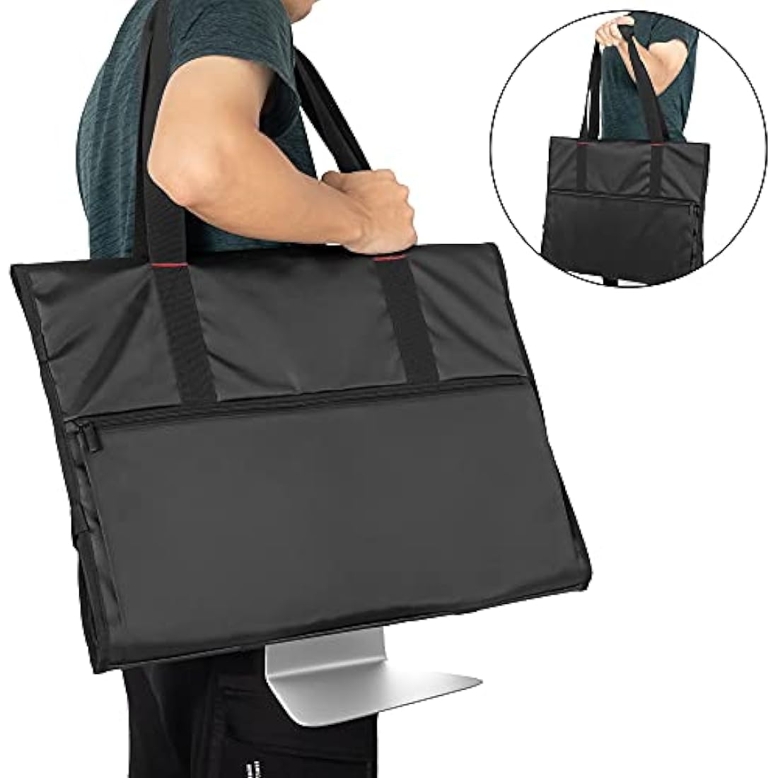 Trunab Monitor Carry Case Compatible with iMac 21.5" Desktop Computer/24’’ iMac /24’’ Monitors, Protective Monitor Dust Cover for iMac Screen and Accessories, Black - Patented Design
