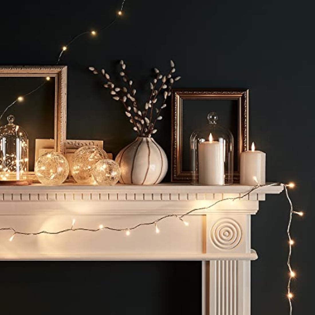 Lights4fun Set of 3 Fairy Light Orbs Crackled Glass Balls LED Lights Battery Operated Table Lamp Warm White LEDs with Timer Orbs for Bedroom Home Wedding Decor & Party
