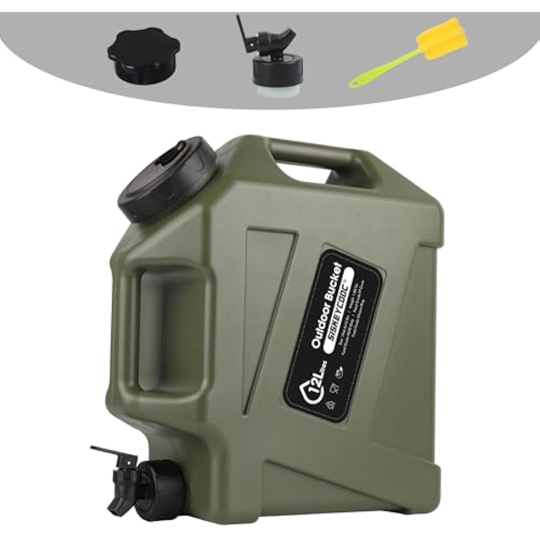 SISKEYCOOC 12L Portable Water Canister with Tap, BPA-Free Water Container, Green Water Tank, Water Spout, Multifunctional Water Container for Camping, Outdoor, Emergency Transport