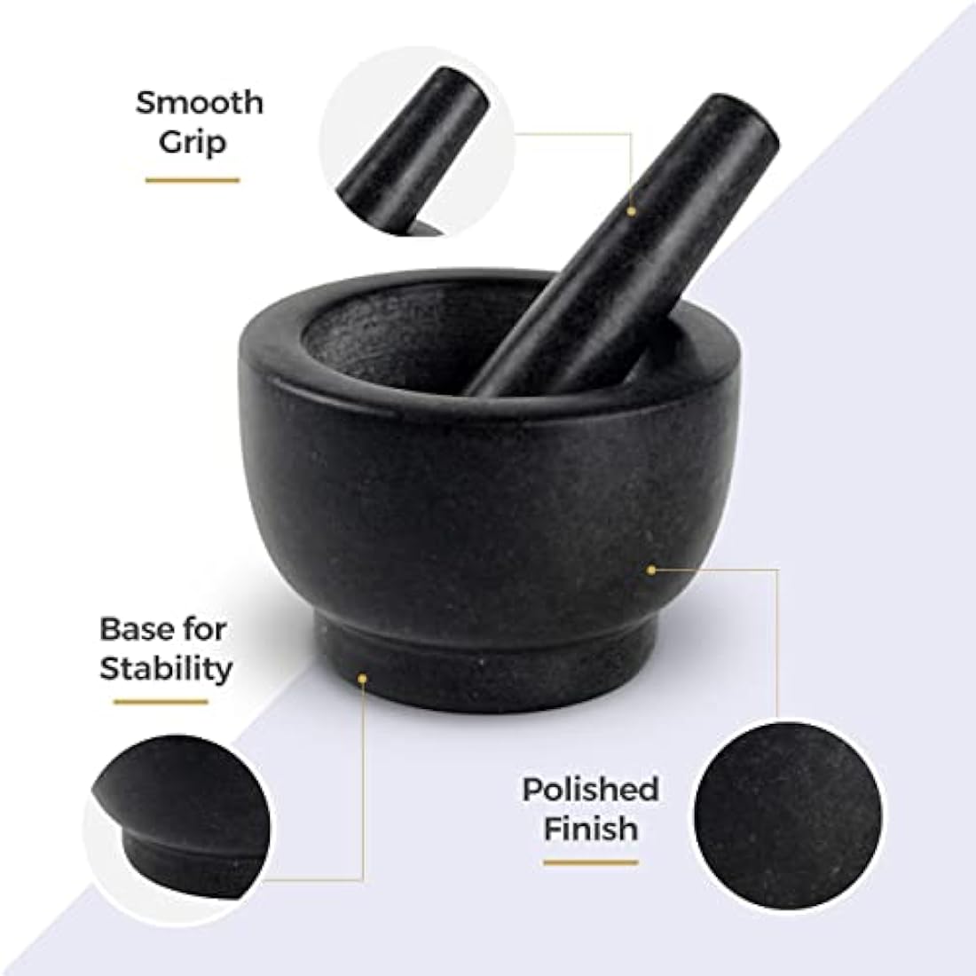 Silk Route Home Granite Pestle & Mortar with Base, Kitchen Tool for Muddling & Grinding Spices, Herbs, Nuts & More