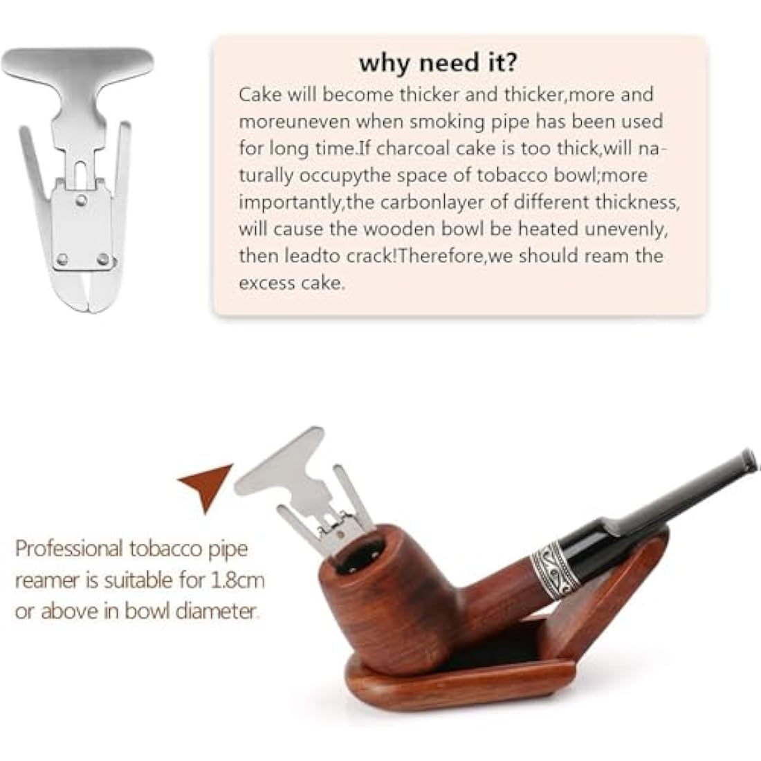 Joyoldelf Tobacco Pipe Straight Smoker, Rosewood Smoking Pipe Set Including Foldable Pipe Stand, 3-in-1 Pipe Scraper, Pipe Filters and Other Pipe Accessories