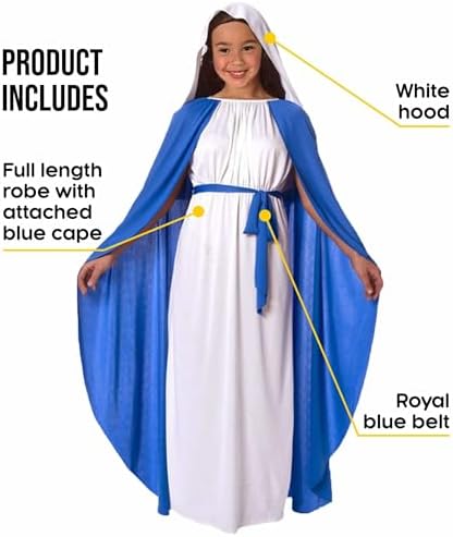 Morph Virgin Mary Costume for Kids - Nativity Dress for Girls - Religious Christmas Costume for Holiday Celebrations