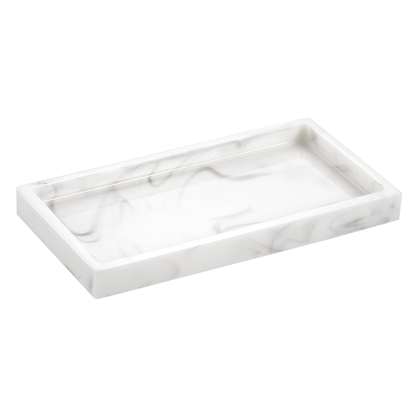 Emibele Jewelry Organizer Resin Tray, Bathroom Kitchen Dresser Vanity Tray Jewelry Dish Ring Holder Cosmetic Organizer for Candle Perfume Soap Shampoo
