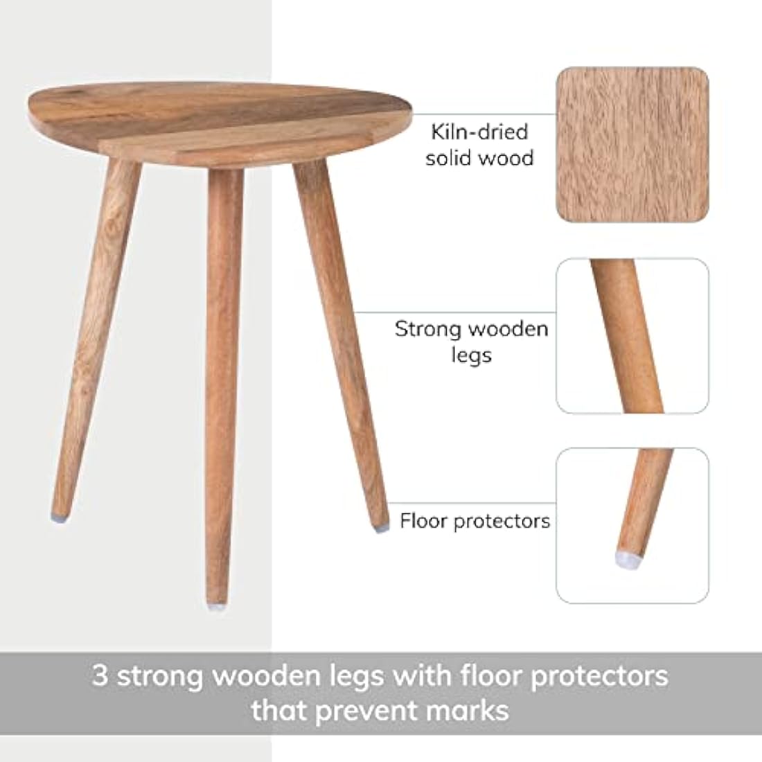 MH London Bond Triangle End Table - Exclusively Designed Small Side Table. Hand Crafted - Wooden Table - Contemporary Design for Small Side Table for Bedroom and Living Room