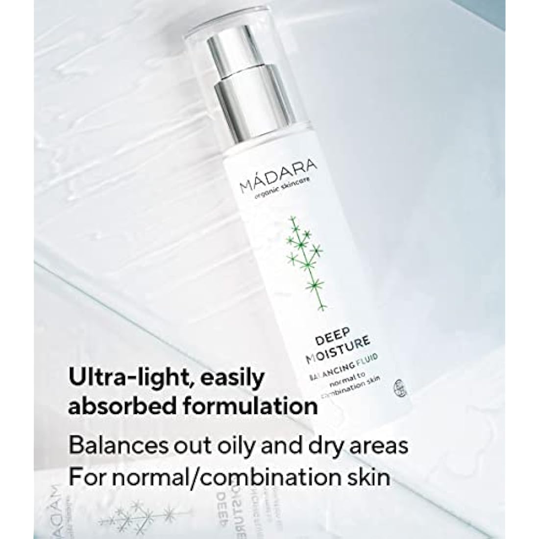 MÁDARA Deep Moisture Fluid - Organic Balancing Skincare for Normal & Combination Skin, 24-Hour Hydration & Radiant Complexion, Lightweight Formula, 50ml