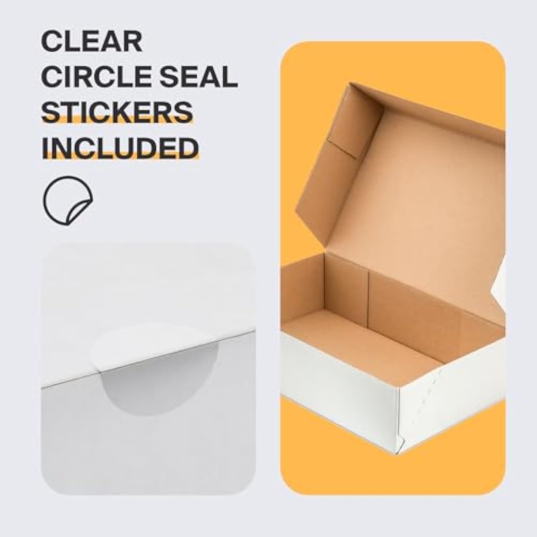 Packaging Hero 30 x 20 X 10 cm (aprox. 12" x 8" x 4") White Corrugated Cardboard Mailing Boxes, gift boxes, e-commerce box with free clear round stickers (9 pack)