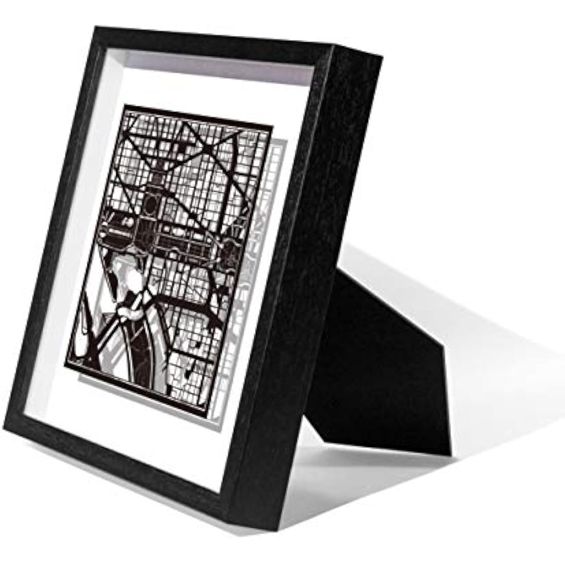 O3 DESIGN STUDIO Washington D.C. Paper Cut Map framed, Black map, Black frame, 9x9 inches, Gift Boxed, 2 background color, self-changing, Paper Art