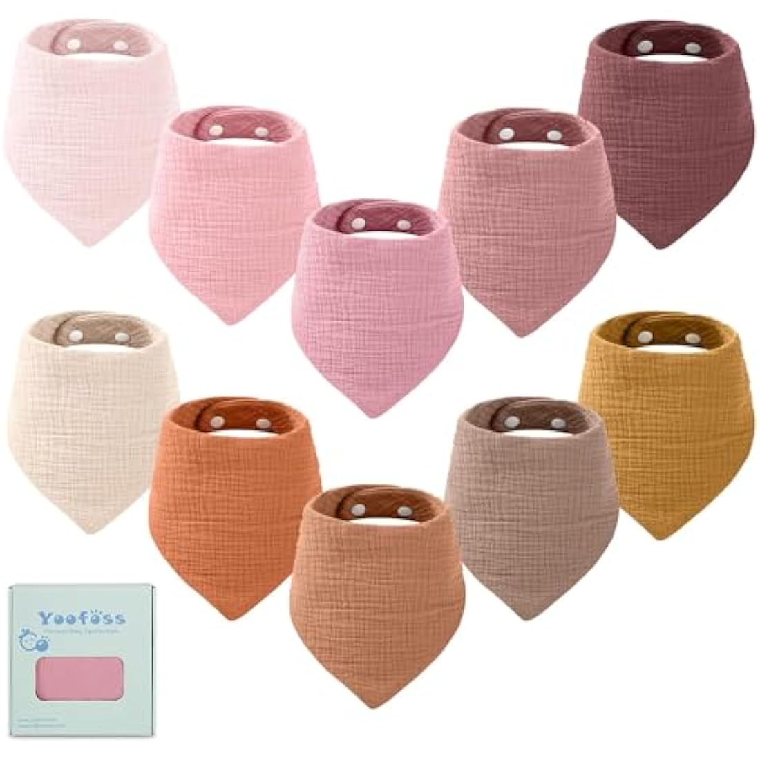 Yoofoss Baby Bibs 10 Pack Dribble Bandana Bibs 100% Cotton for Boys Drool Bib for Teething Soft and Absorbent with Adjustable Snaps