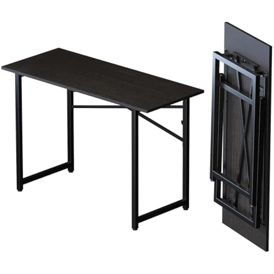 Lutown-Teen Folding Computer Desk 120 cm, Writing Gaming Computer Camping Table, No Assembly Required Home Office Desk, Black