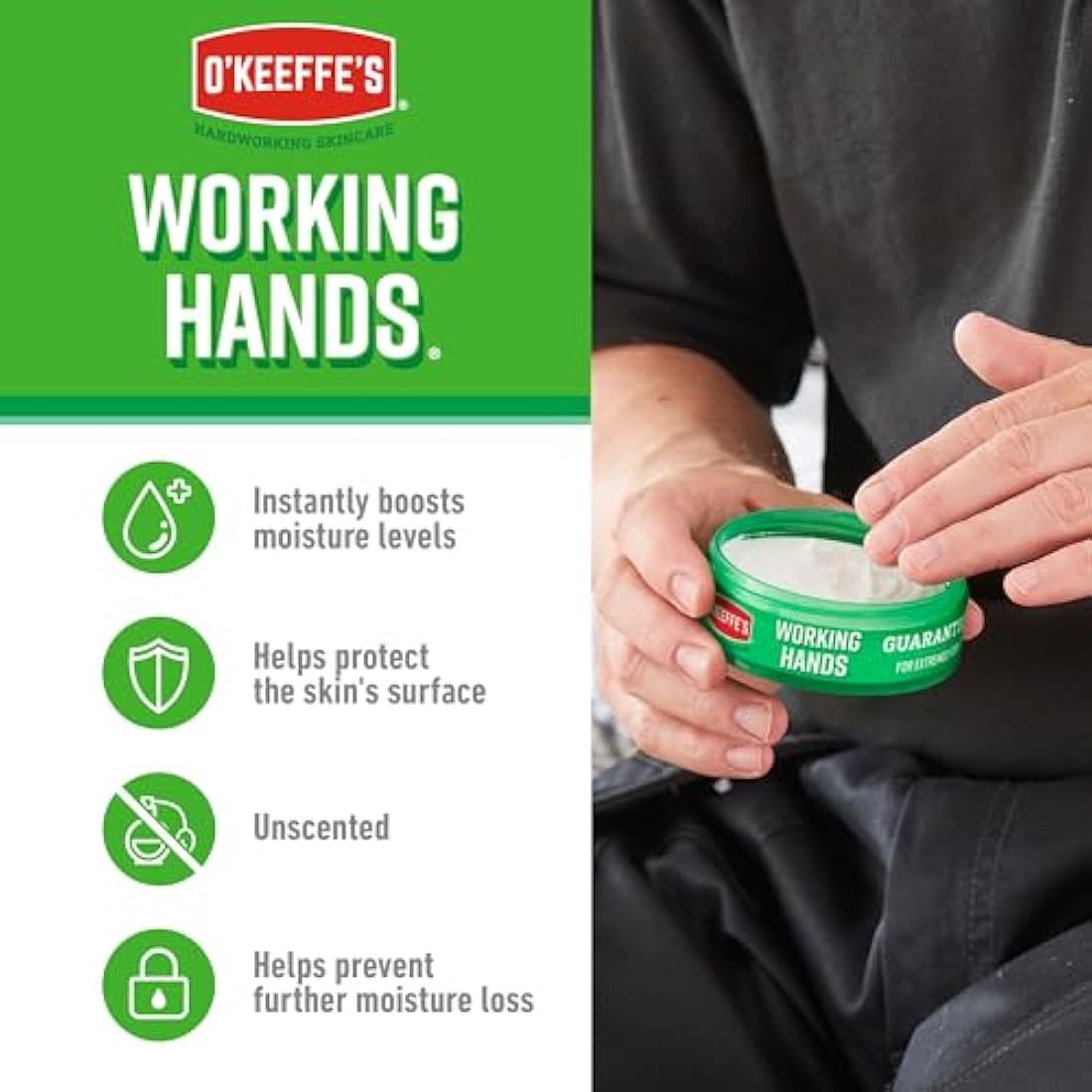 O'Keeffe's Working Hands Value Size Jar 193g (2 Pack) - Hand Cream for Extremely Dry, Cracked Hands | Instantly Boosts Moisture Levels, Creates a Protective Layer & Prevents Moisture Loss